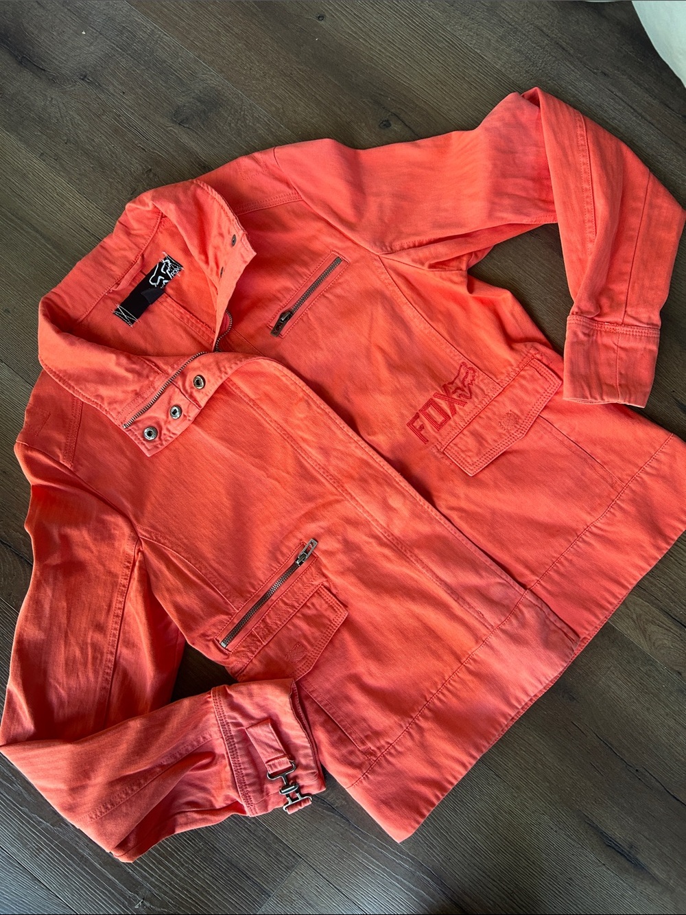 Fox Orange Casual Moto Jacket with Branded Neck Tab ! XL